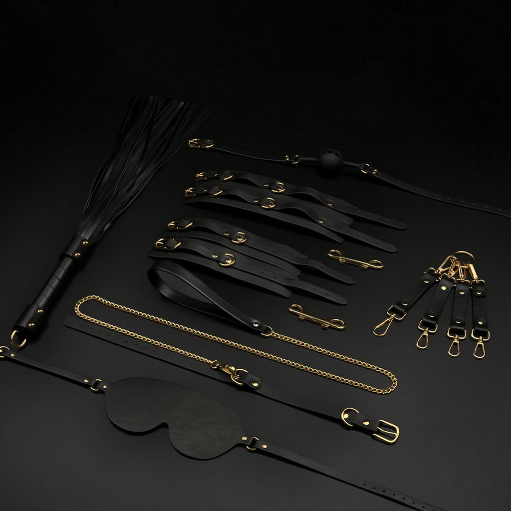 Luxury Black & Gold Bondage Restraint Set BM32