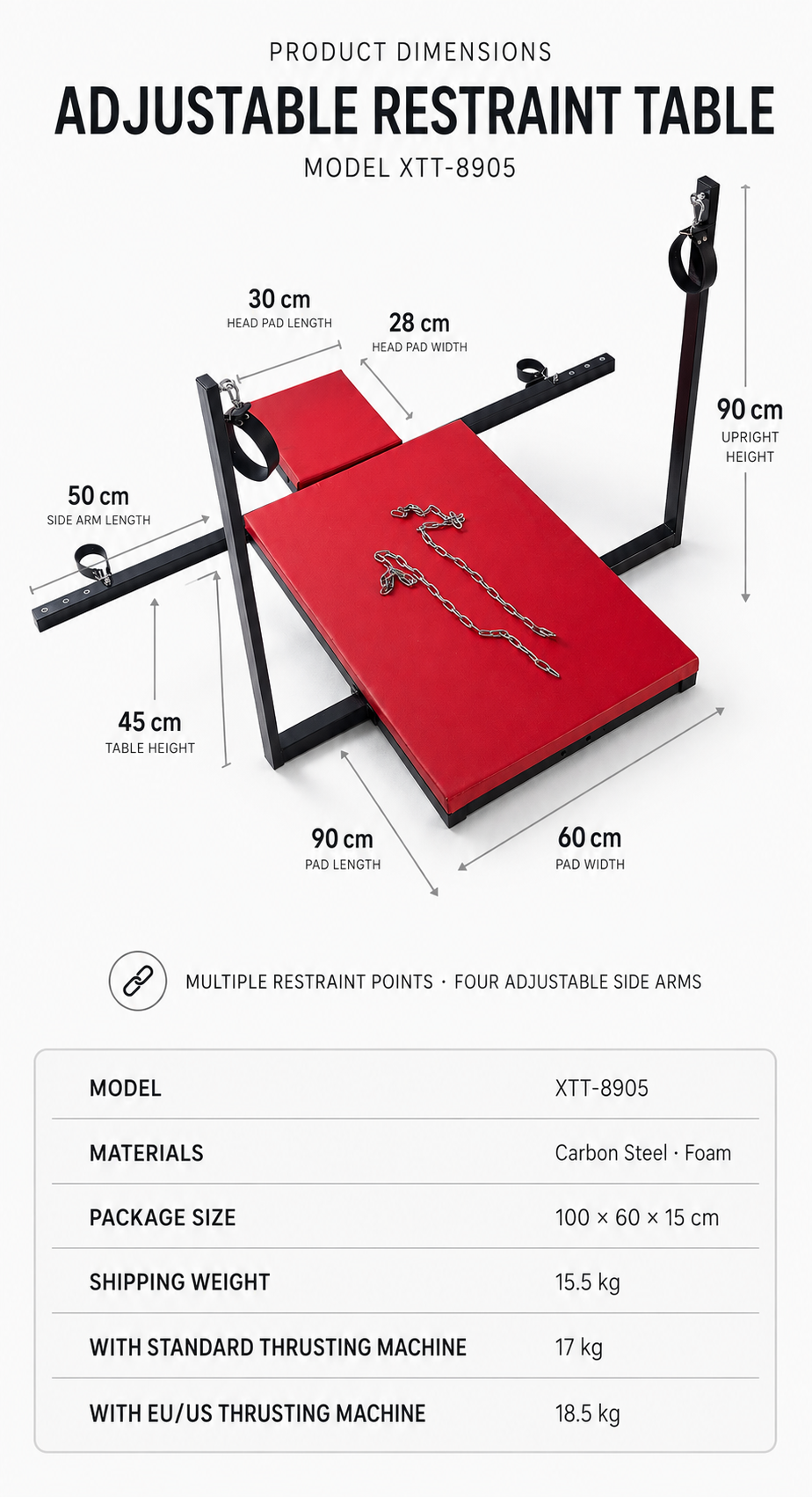 BDSM Restraint Bed with Raised Limb Supports