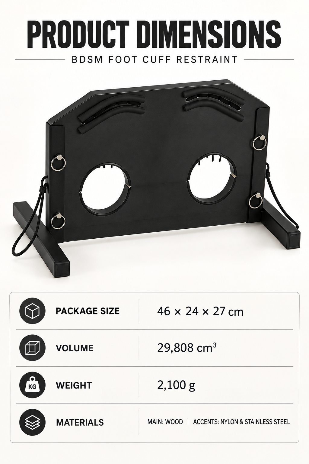 Freestanding Wooden BDSM Ankle Stocks Restraint Frame