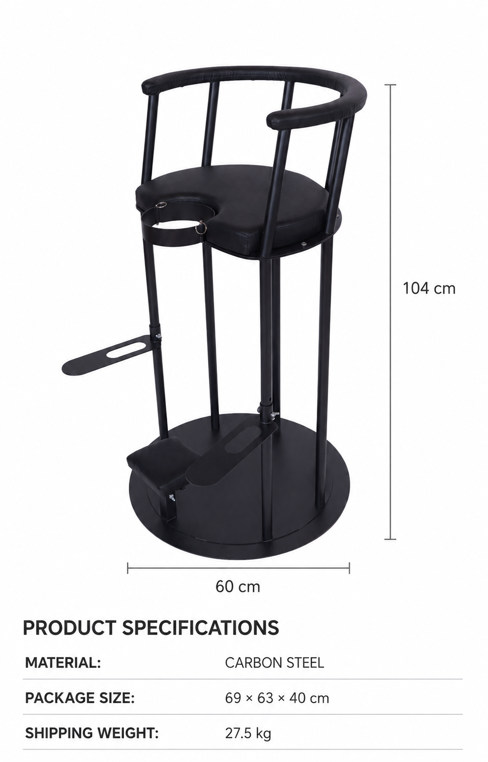 BDSM Positioning Chair with Restraint Collar
