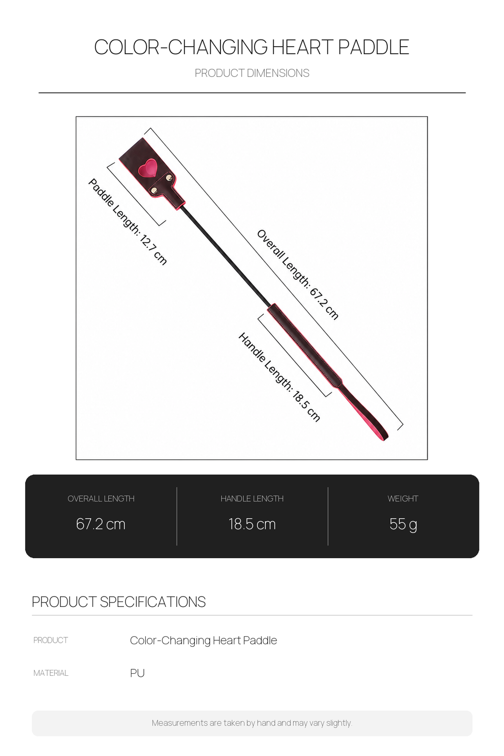 Temperature-Responsive Heart BDSM Riding Crop