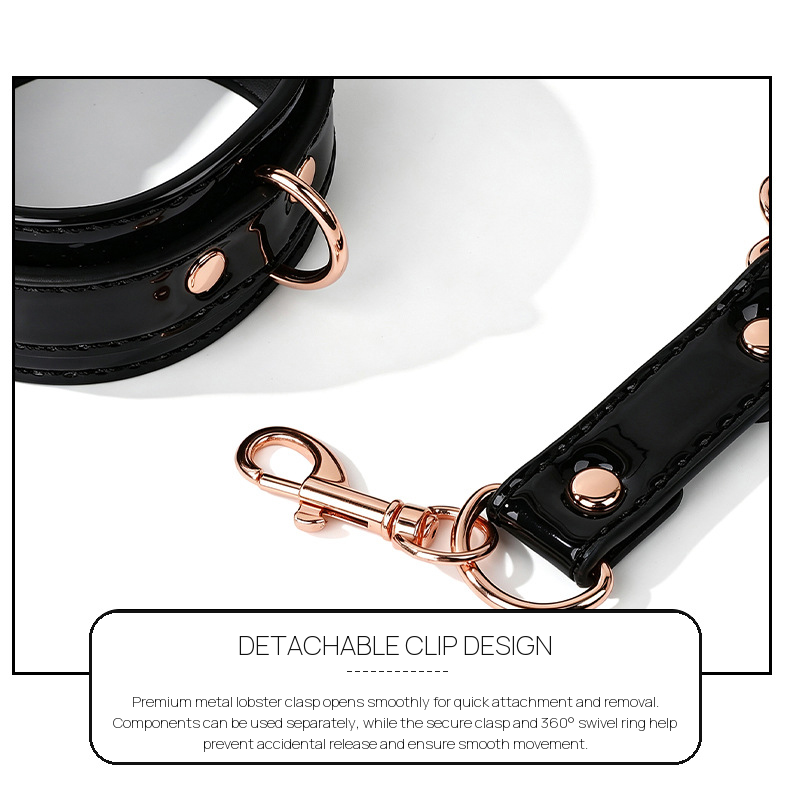 4-Piece Glossy PU Leather Thigh Spreader Restraint Set