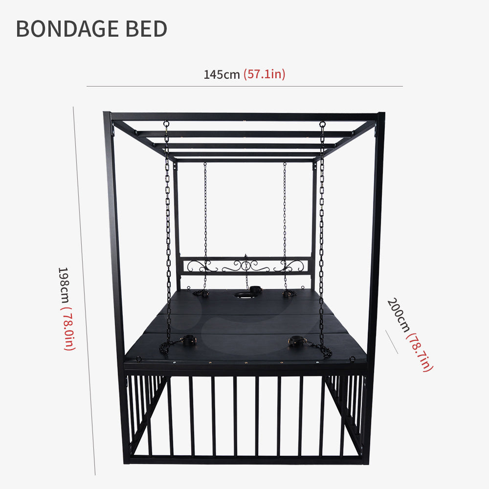 Heavy-Duty Iron Cage Bed & Restraint Frame BF43
