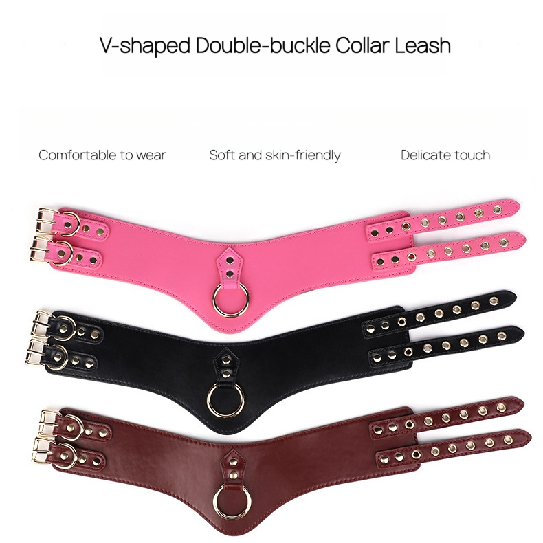V-Shaped Double-Buckle Submissive Position Collar BM108