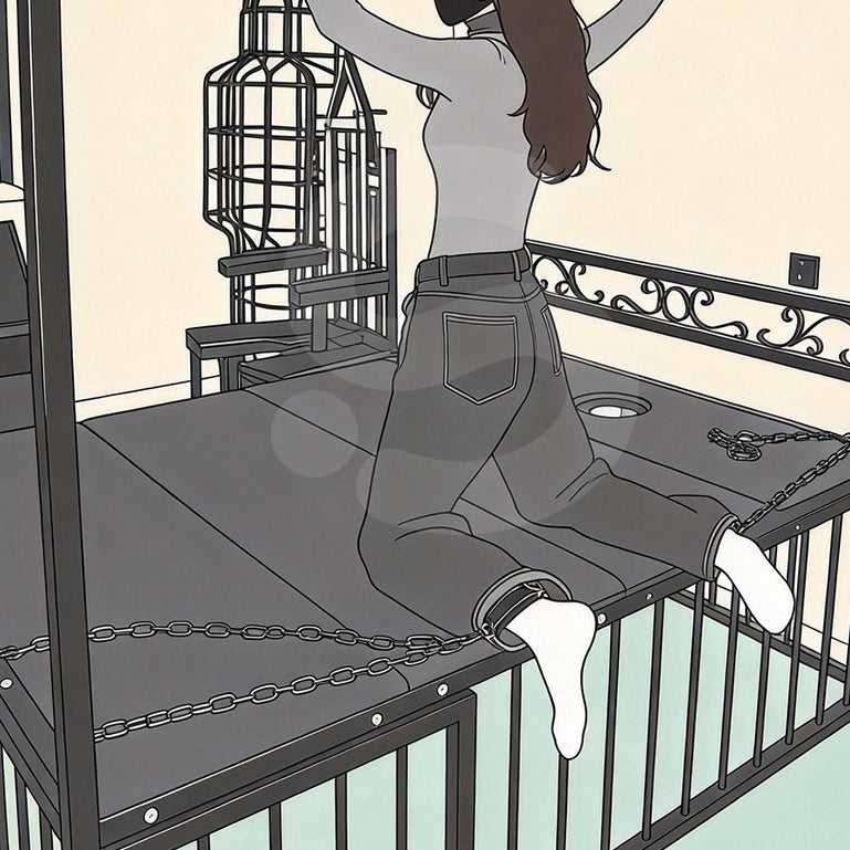 Heavy-Duty Iron Cage Bed & Restraint Frame BF43