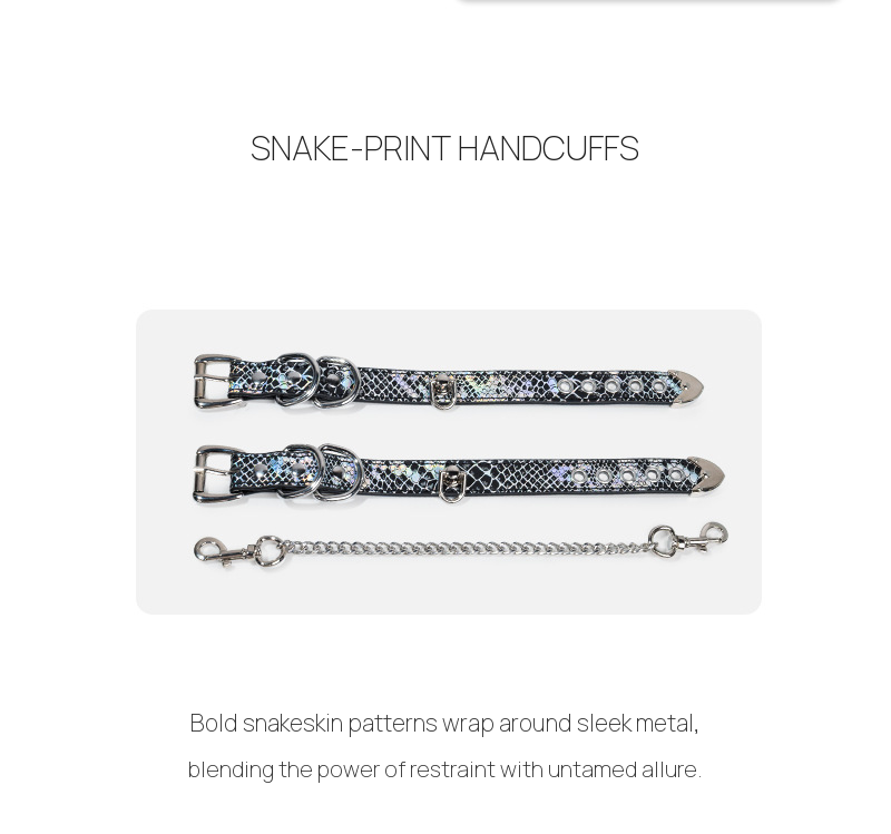 Snakeskin-Print BDSM Restraint Cuffs with Connecting Chain BM119