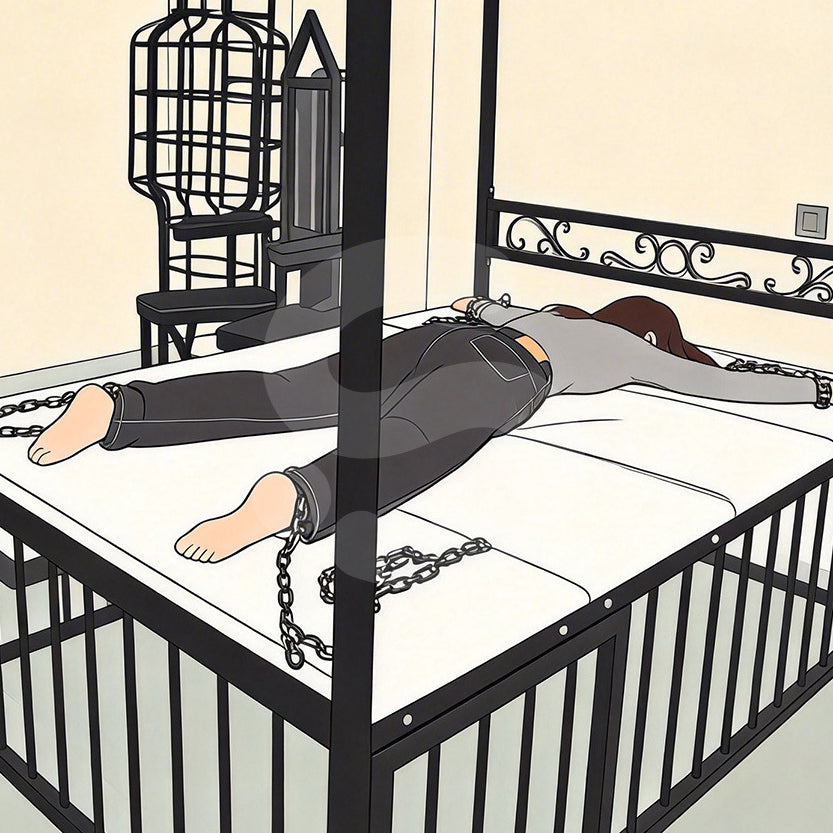 Heavy-Duty Iron Cage Bed & Restraint Frame BF43