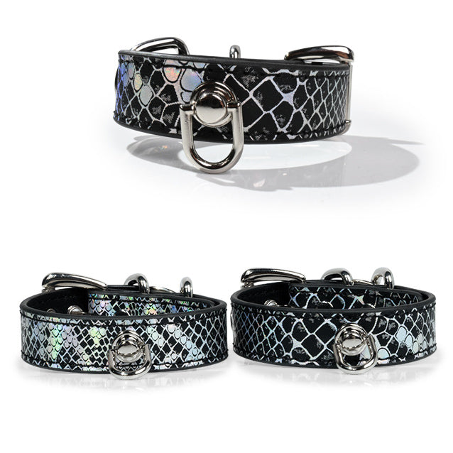 Snakeskin-Print BDSM Restraint Cuffs with Connecting Chain BM119