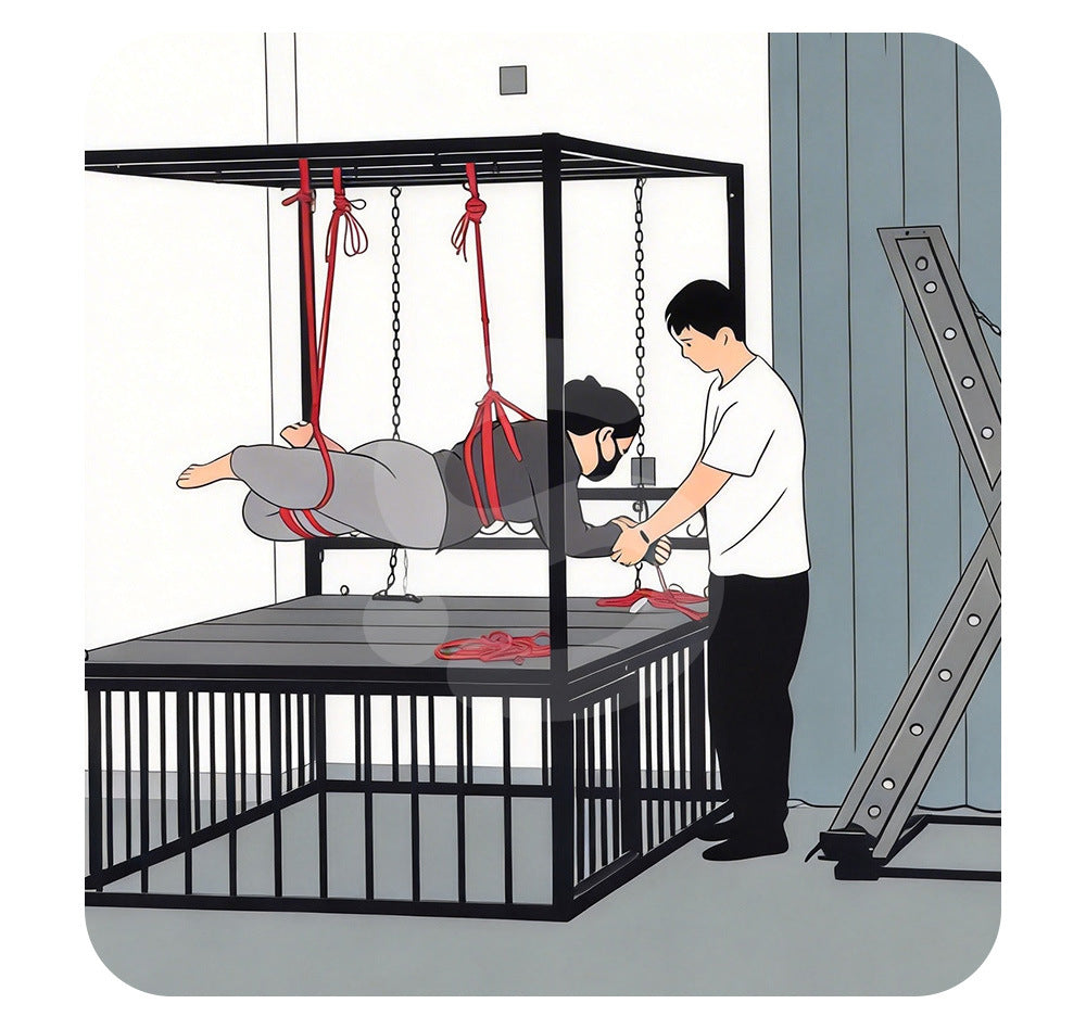 Heavy-Duty Iron Cage Bed & Restraint Frame BF43