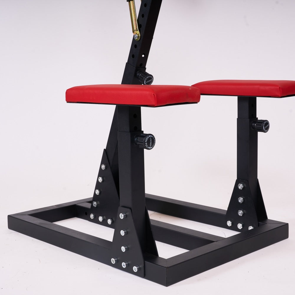Adjustable BDSM Restraint Stand with Neck, Wrist and Ankle Cuffs