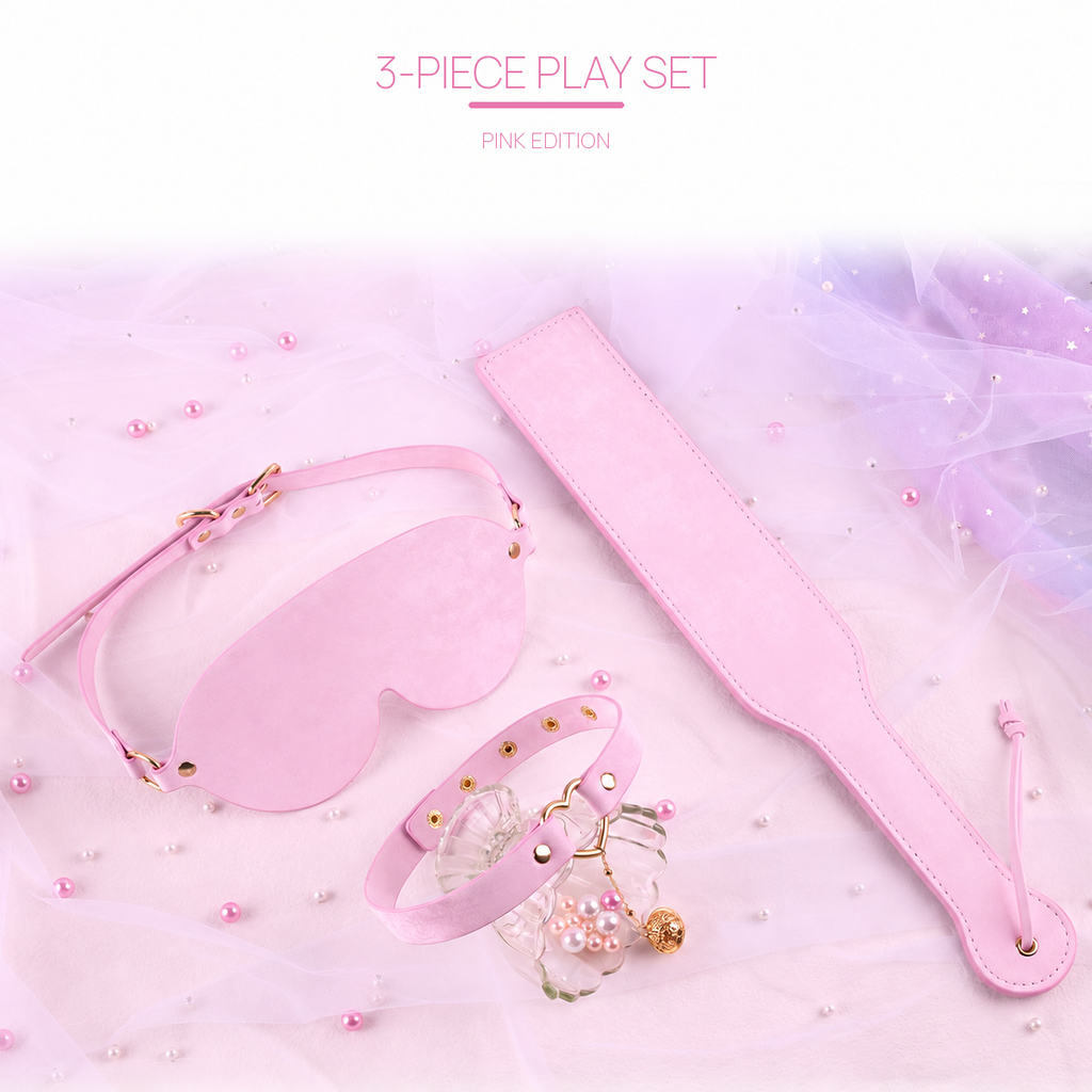 Three-Piece BDSM Collar, Paddle and Blindfold Set