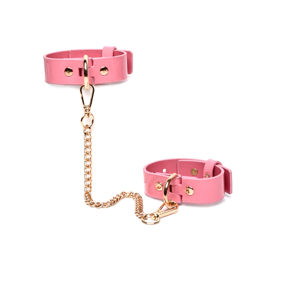 Pink BDSM Collar, Leash, Wrist and Ankle Cuff Set BM117