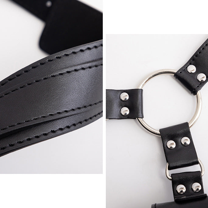 Adjustable BDSM Wrist Cuffs and Collar Restraint Set