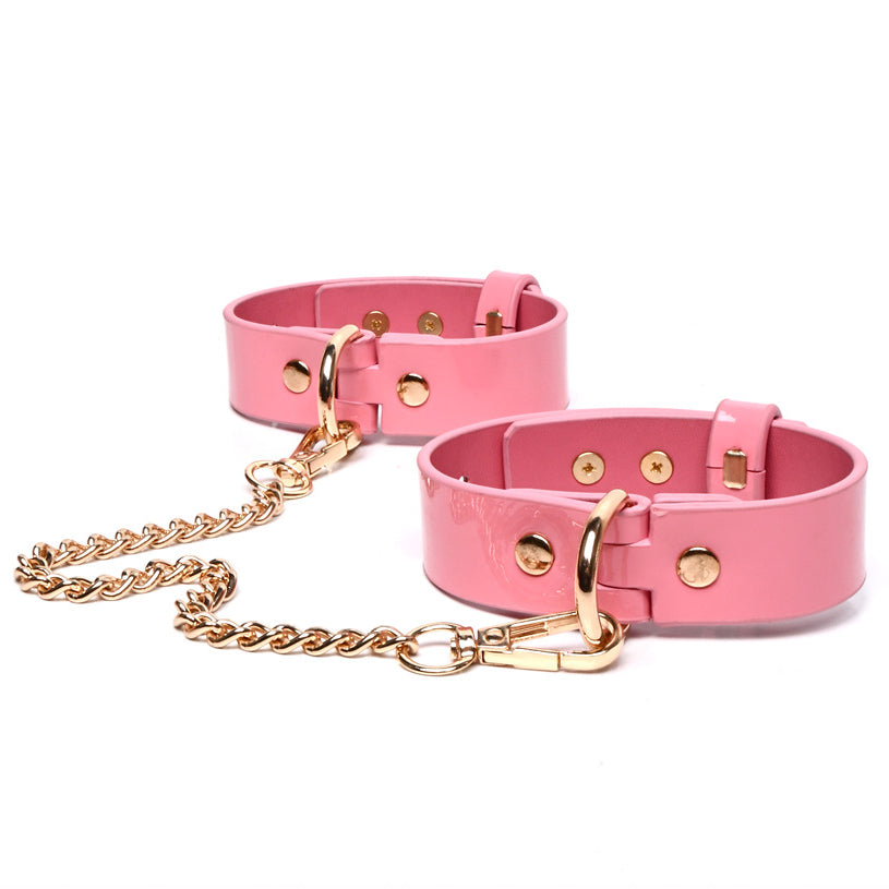 Pink BDSM Collar, Leash, Wrist and Ankle Cuff Set BM117