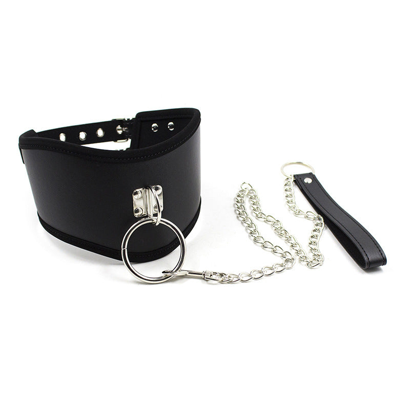 Red Black O-Ring Posture Collar with Leash BM102