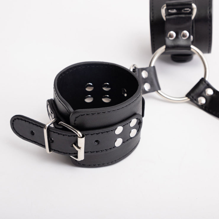 Adjustable BDSM Wrist Cuffs and Collar Restraint Set