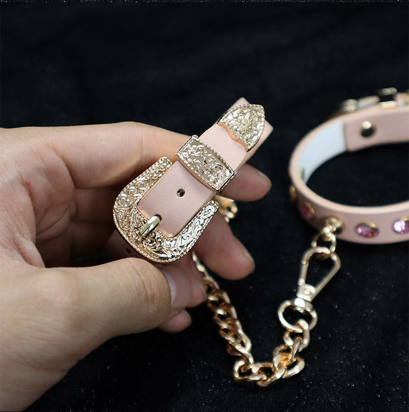 Pink Rhinestone BDSM Wrist Restraint Cuffs BM111