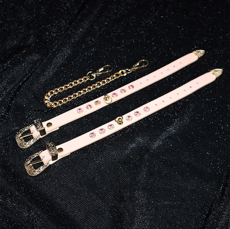 Pink Rhinestone BDSM Wrist Restraint Cuffs BM111