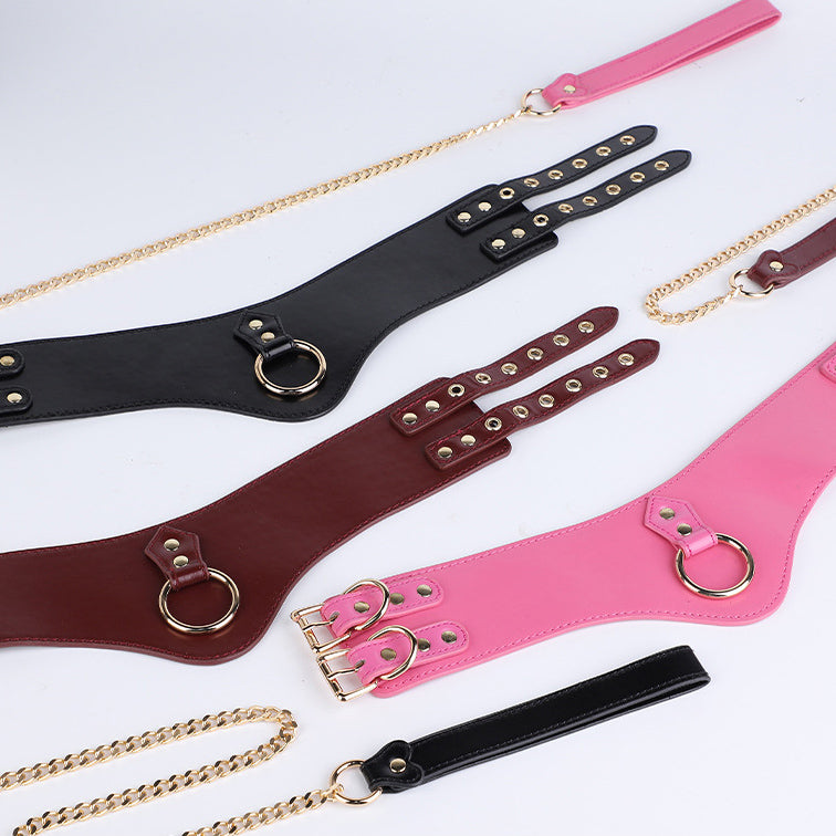 V-Shaped Double-Buckle Submissive Position Collar BM108