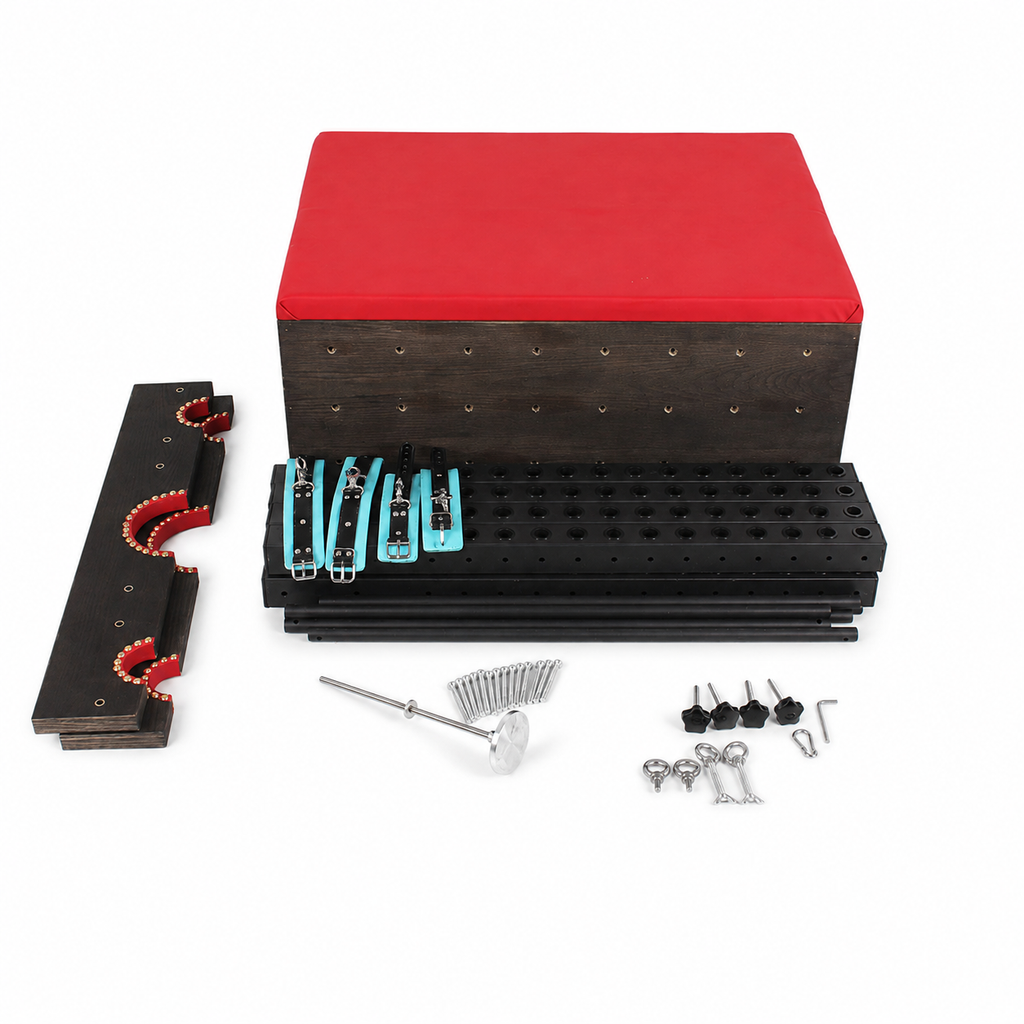 Multi-Position BDSM Restraint Platform with Stocks Panel