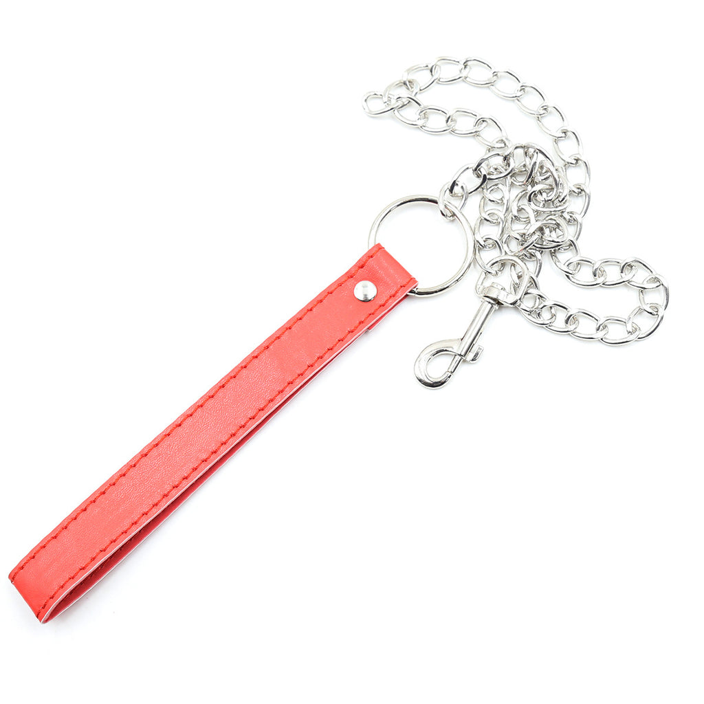 Red Black O-Ring Posture Collar with Leash BM102