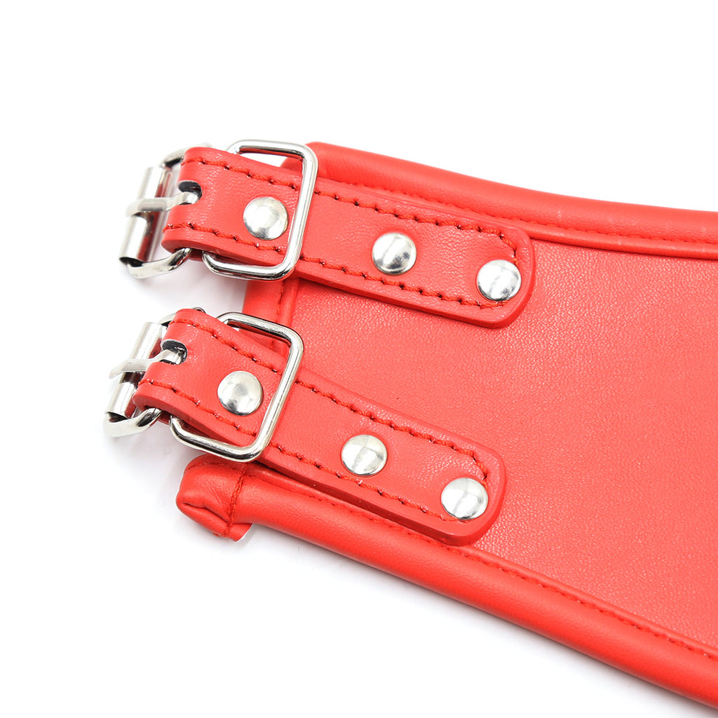 Red Black O-Ring Posture Collar with Leash BM102