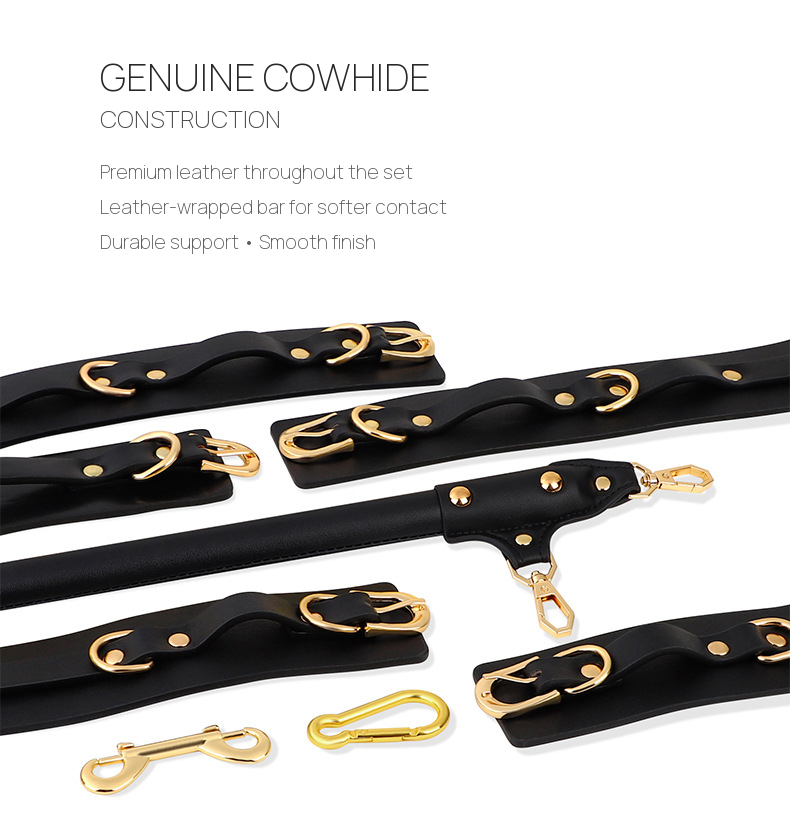 Black and Gold Multi-Configuration BDSM 5-piece Bondage Restraint Set BM130