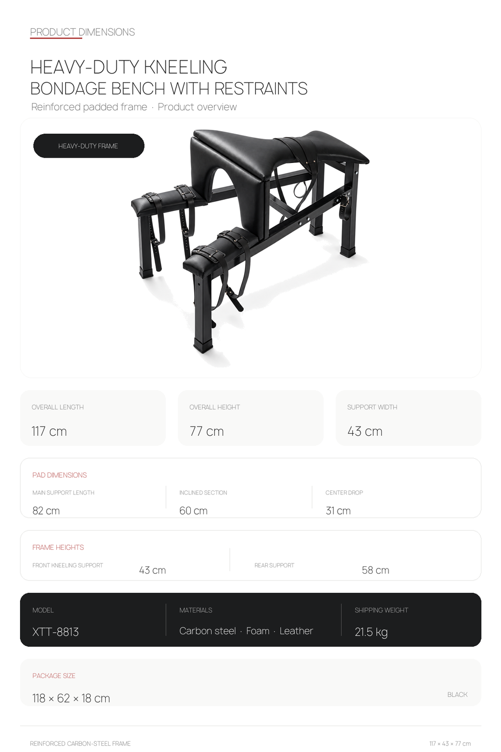 Heavy-Duty Kneeling Bondage Bench with Restraints BF22