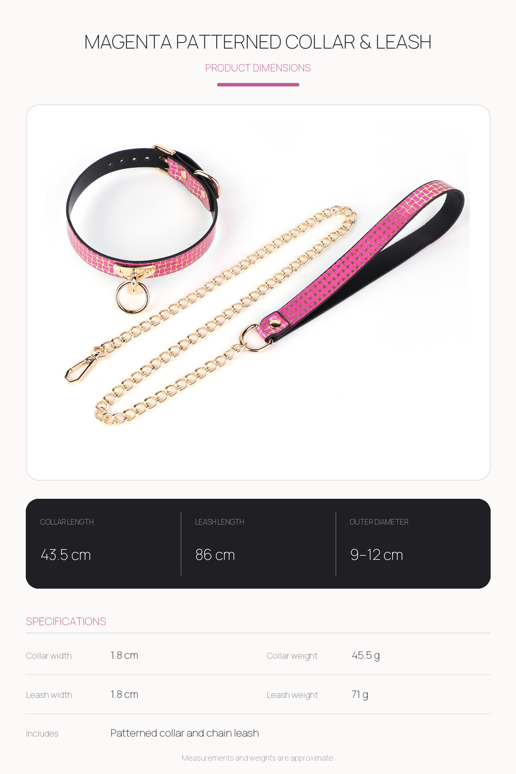Snake Pattern Sub Collar and Leash Set BM80
