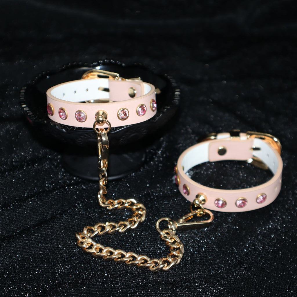 Pink Rhinestone BDSM Wrist Restraint Cuffs BM111
