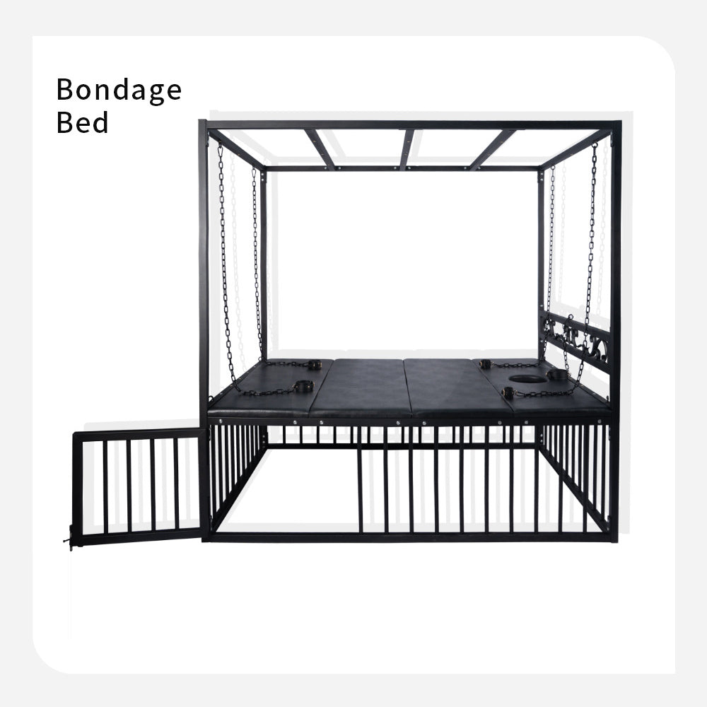 Heavy-Duty Iron Cage Bed & Restraint Frame BF43