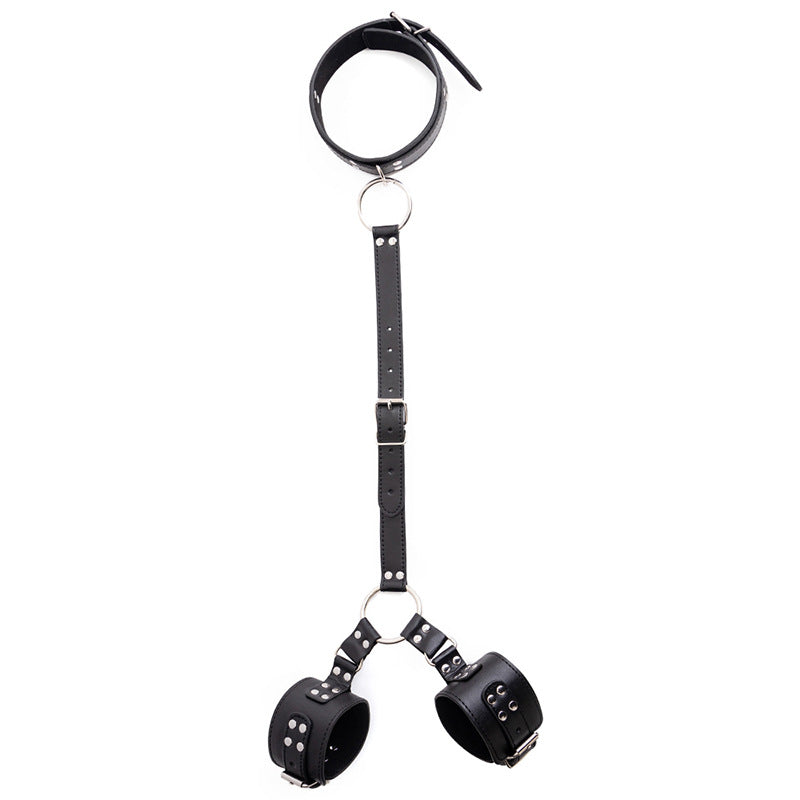 Adjustable BDSM Wrist Cuffs and Collar Restraint Set