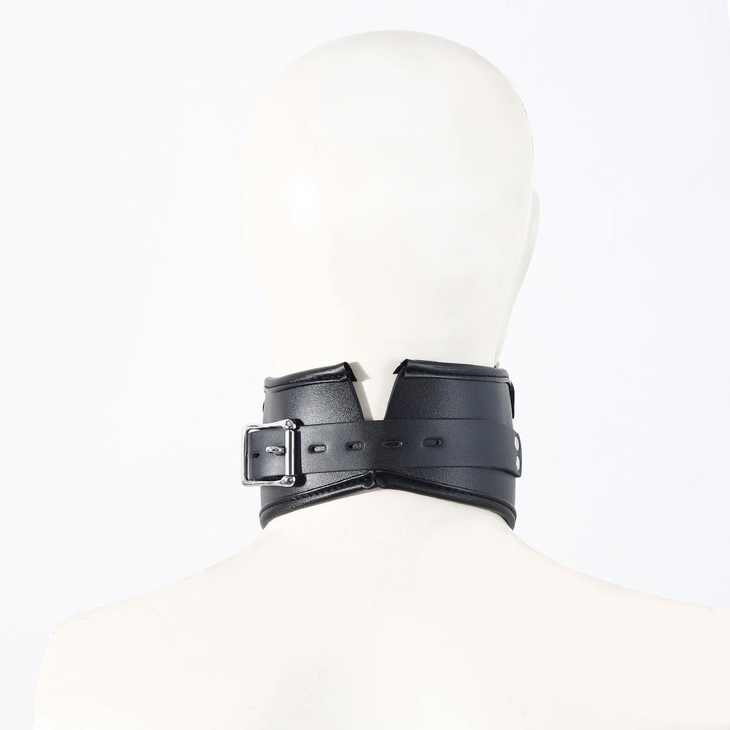 Wide O-Ring Posture Submissive Collar with Chin BM105