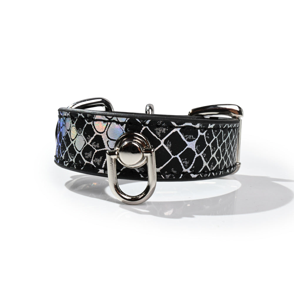 Snakeskin-Print BDSM Restraint Cuffs with Connecting Chain BM119