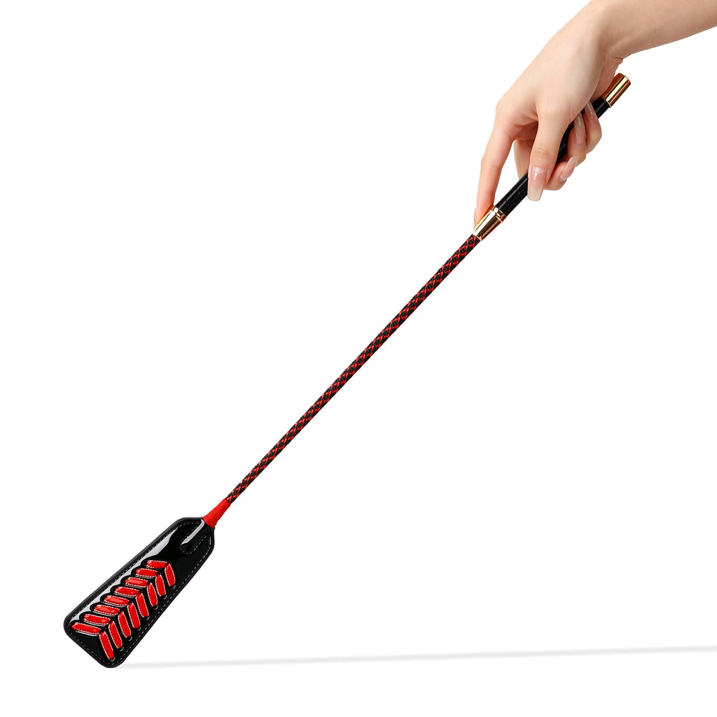 Black and Red Braided BDSM Riding Crop