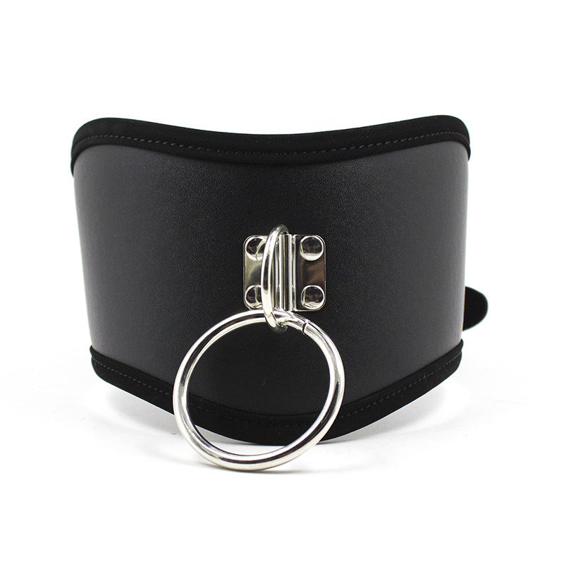 Red Black O-Ring Posture Collar with Leash BM102