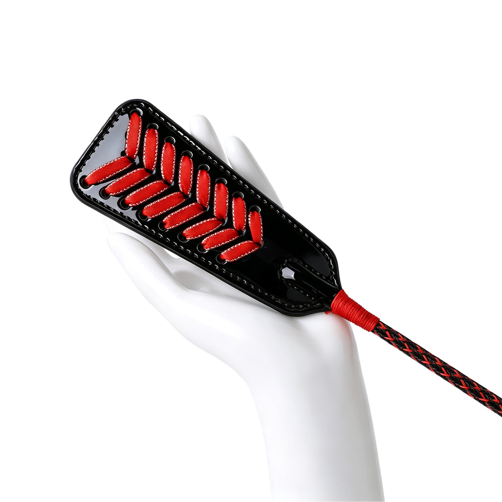 Black and Red Braided BDSM Riding Crop