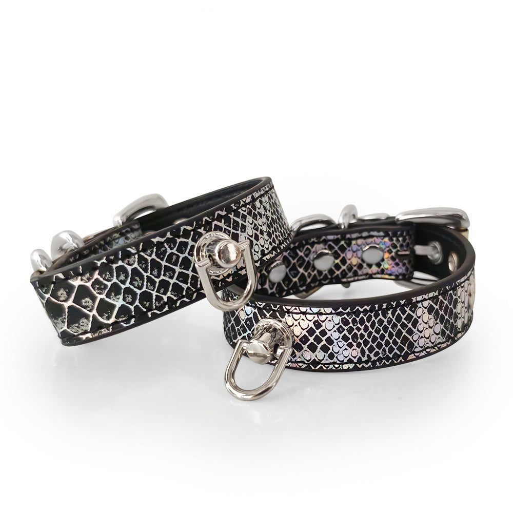 Snakeskin-Print BDSM Restraint Cuffs with Connecting Chain BM119