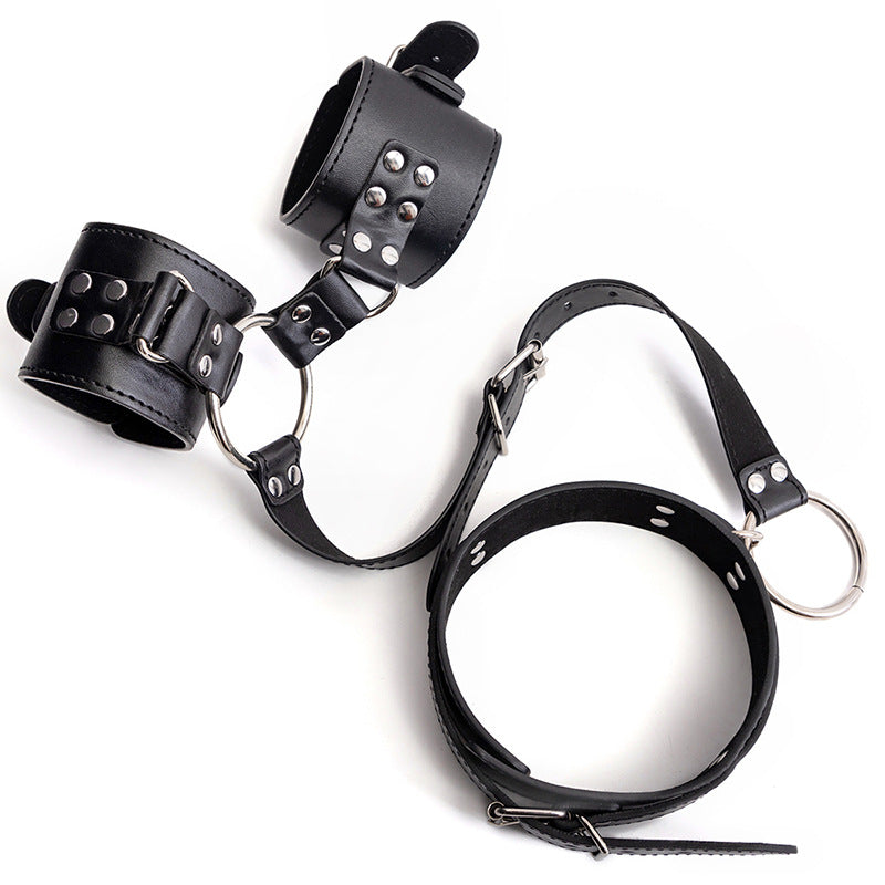 Adjustable BDSM Wrist Cuffs and Collar Restraint Set