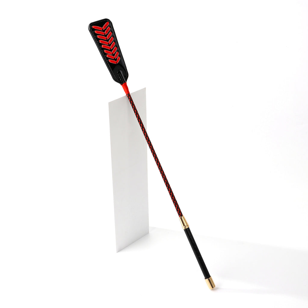 Black and Red Braided BDSM Riding Crop