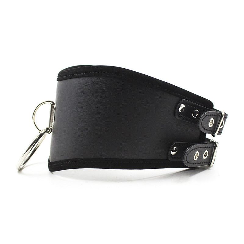 Red Black O-Ring Posture Collar with Leash BM102