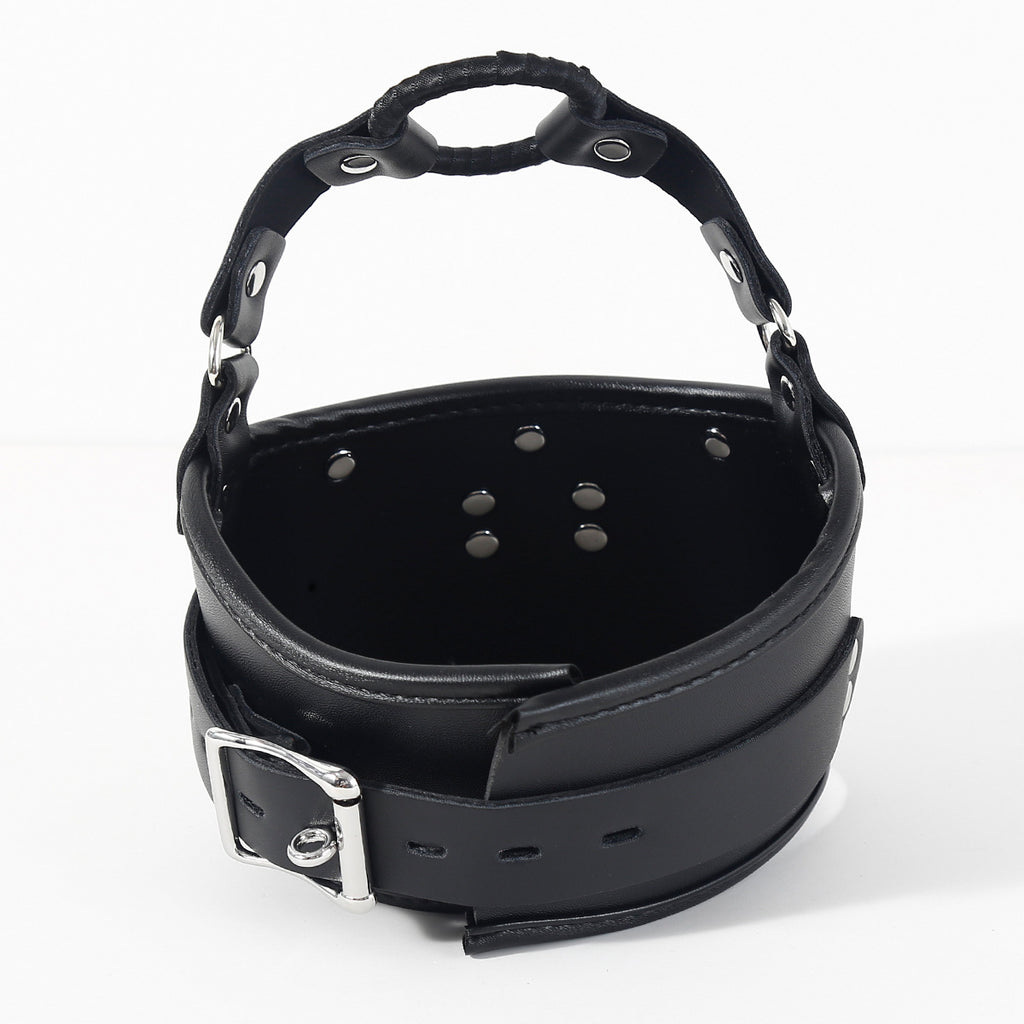 Wide O-Ring Posture Submissive Collar with Chin BM105