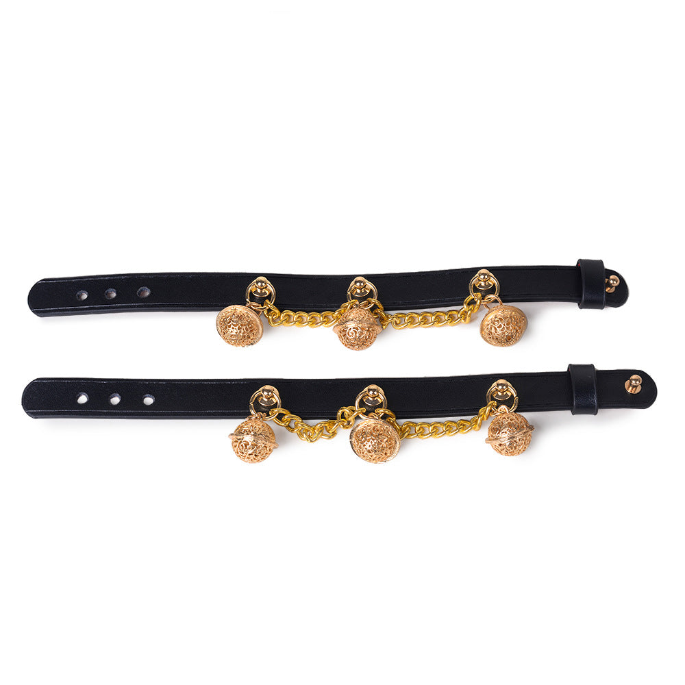 Bell-Chain Leather Wrist and Ankle Cuffs BM120