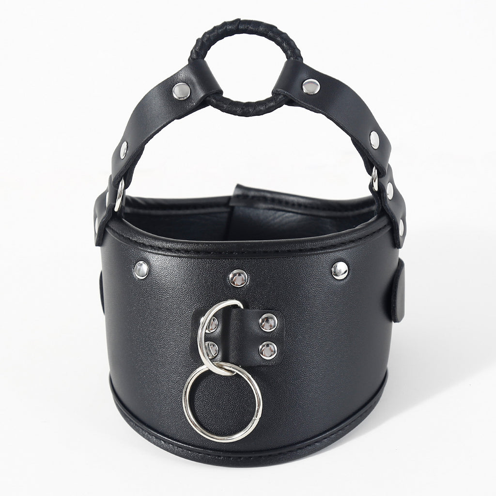 Wide O-Ring Posture Submissive Collar with Chin BM105