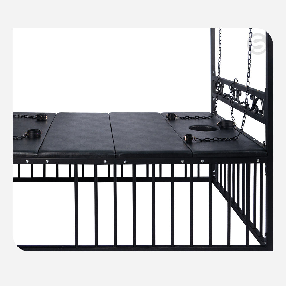 Heavy-Duty Iron Cage Bed & Restraint Frame BF43