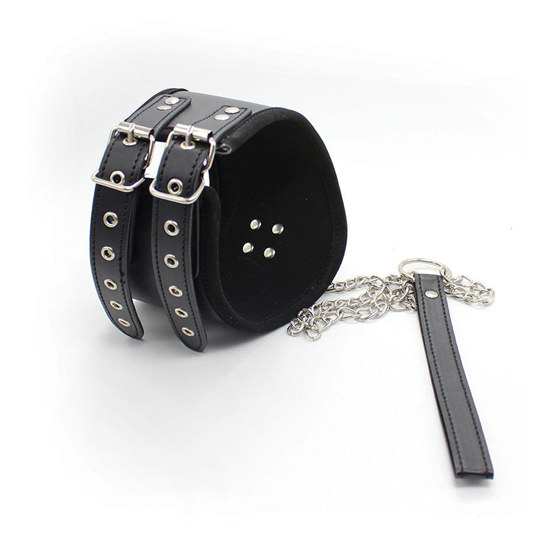Red Black O-Ring Posture Collar with Leash BM102