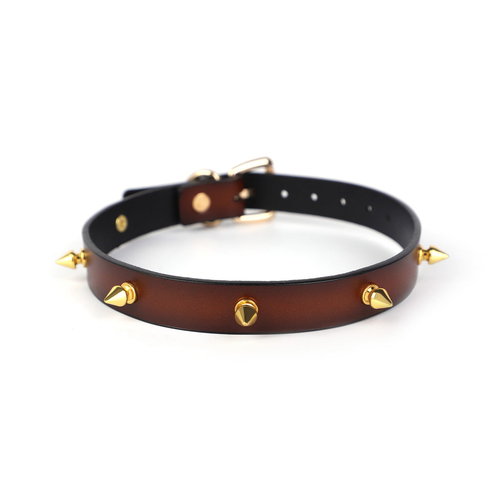 Genuine Leather Studded Day Collar