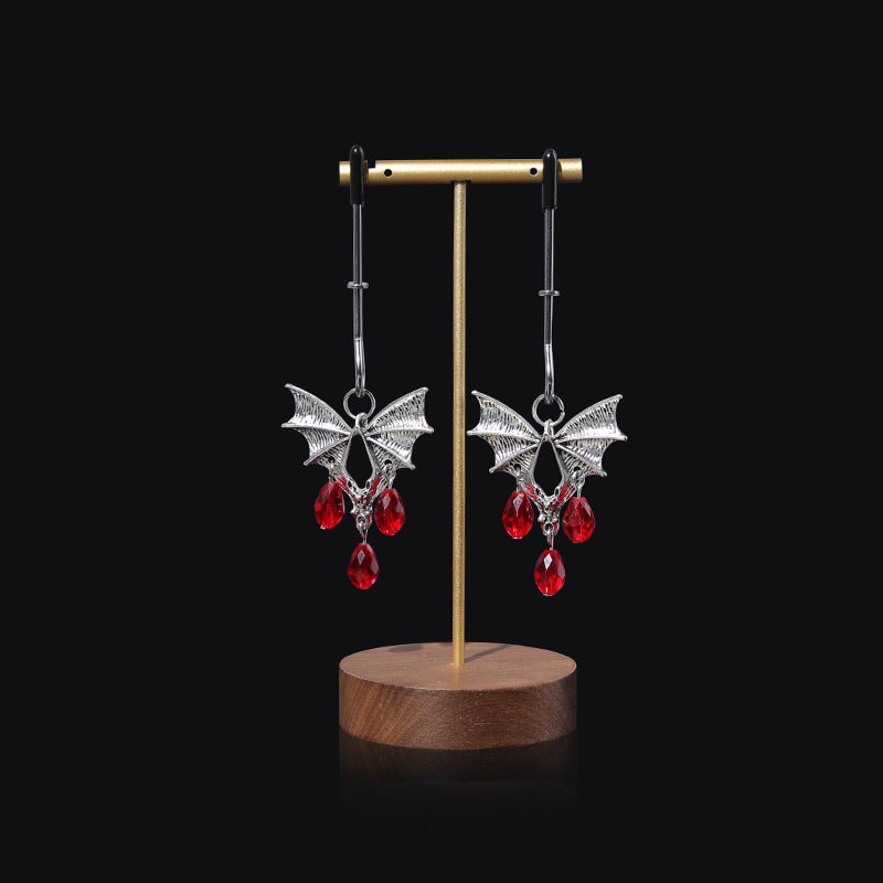 Bat-Wing Nipple Clamps with Red Crystal Drops
