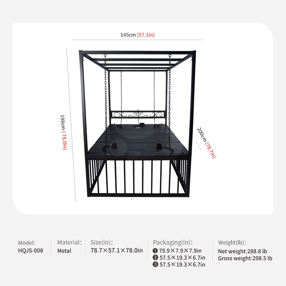 Heavy-Duty Iron Cage Bed & Restraint Frame BF43