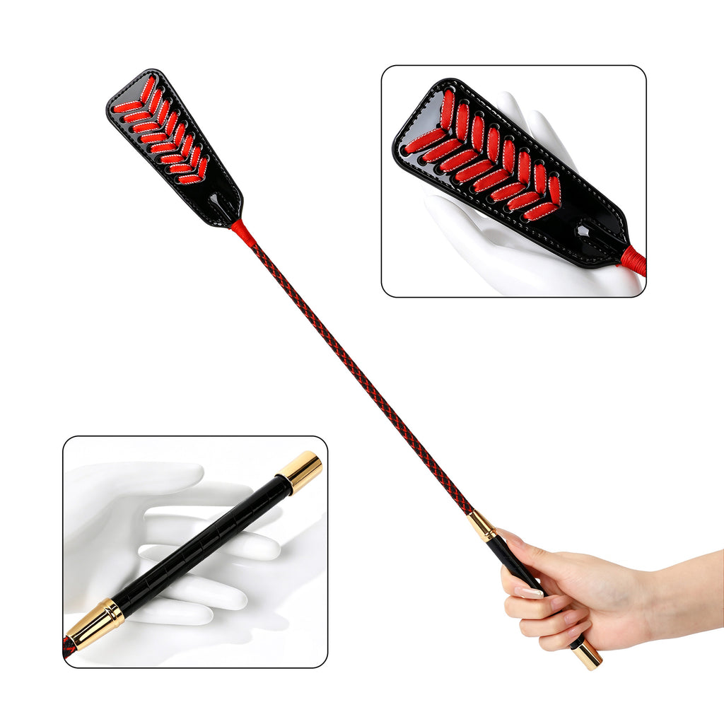 Black and Red Braided BDSM Riding Crop